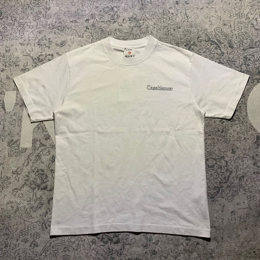 Casablanca Graphic T-Shirt Mens Medium White Excellent Short Sleeve Logo Tee